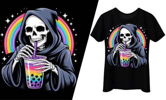 A Skeleton's Unlikely Bubble Tea Delight