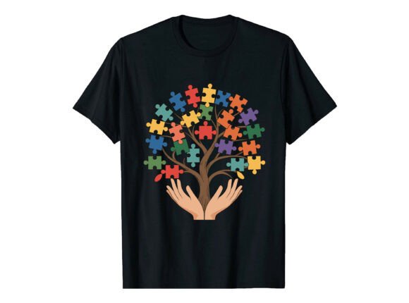 Autism Awareness Tree Graphic for T-Shirt Designs