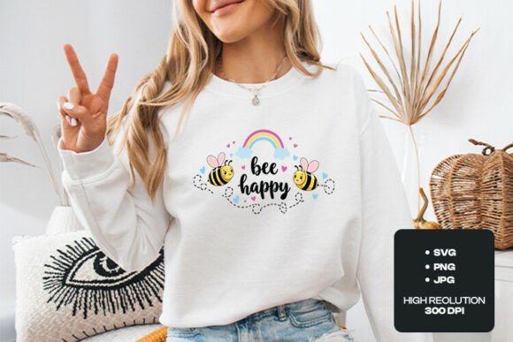 Bee Happy SVG: Perfect for Graphics & T-Shirt Designs