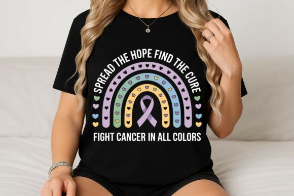 Cancer Awareness Rainbow Ribbon: Graphics & T-Shirt Design Review