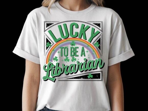 Lucky Librarian Rainbow Graphics for Seasonal T-Shirt Designs