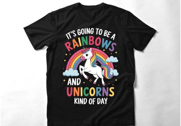 Rainbow Unicorn T-Shirt Design SVG for Commercial Graphics