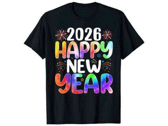 Reviewing the Rainbow Happy New Year 2026 T-Shirt Design for Publishers