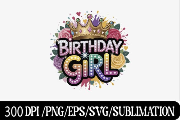 Sparkly Birthday Girl Crown SVG for Craft Products