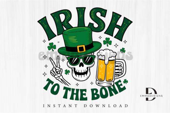 St. Patrick's Day Skeleton Beer Graphics for T-Shirt Designs
